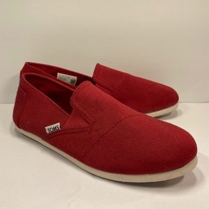 ♥️ TOMs Classic Red Canvas Slip-ons Womens sz 7.5